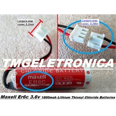 ER6C - Bateria ER6C, Genuine Maxell 3.6V lithium, ER6 C Battery Lithium Thionyl Chloride Battery Maxell  ER6C 3.6Volts, PLC, IHM, Robotics Arm, CNC, Machine - Original ou Genérica - ER6C - Bateria 3,6V 1800mah - Genuina Maxell (Japan)